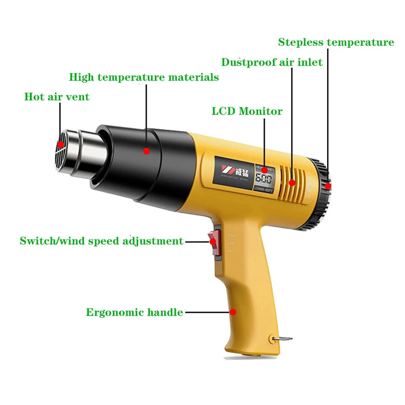 Pistola de Ar Quente com Temperatura Ajustável