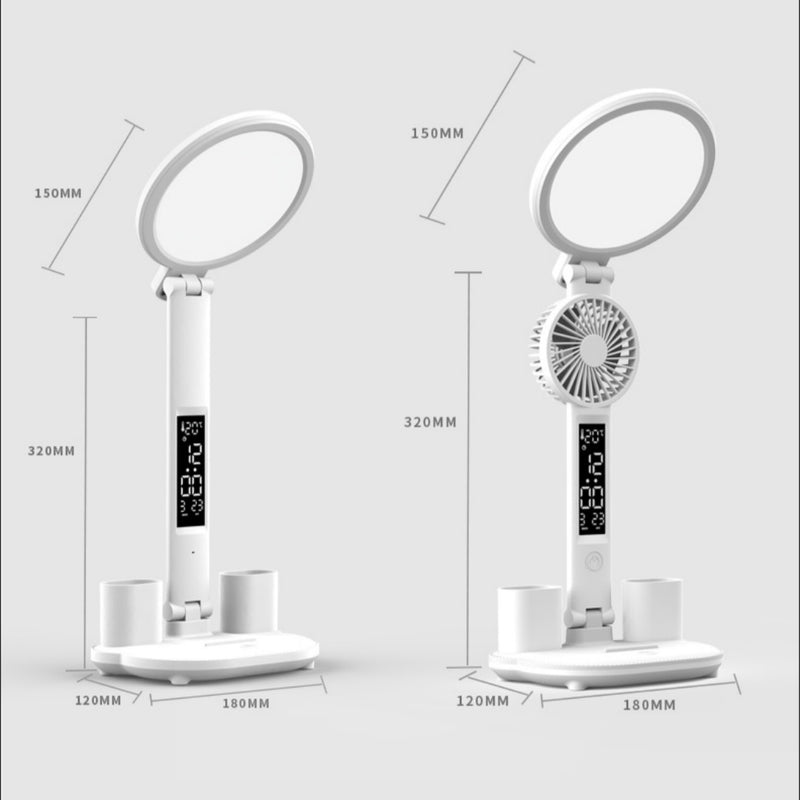 Lâmpada de Mesa/Cabeceira Usb Recarregável Led com Ventilador Dobrável para Leitura Noturna