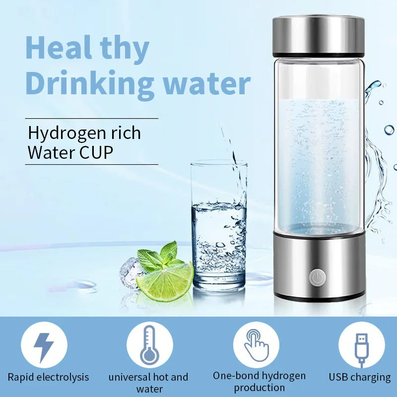 Garrafa de Gerador de Água Rica em Hidrogênio | Elétrico Filtro de Qualidade | Titânio Ionizer antioxidante | Portátil 420ml