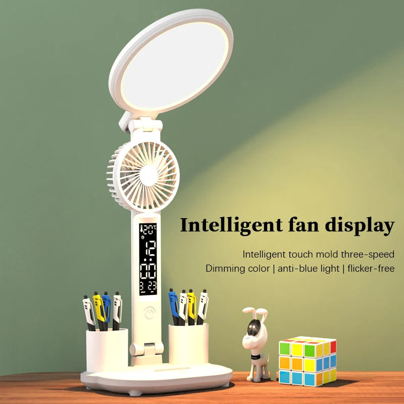 Lâmpada de Mesa/Cabeceira Usb Recarregável Led com Ventilador Dobrável para Leitura Noturna